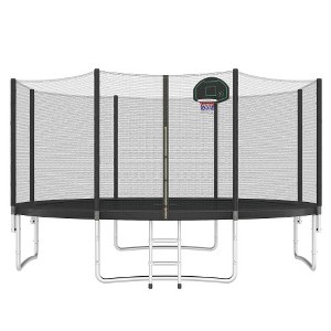 BestParts 14FT Outdoor Trampoline with Safety Enclosure, Basketball Hoop & Ladder, Heavy-Duty Frame for Kids & Adults - 1 of 4