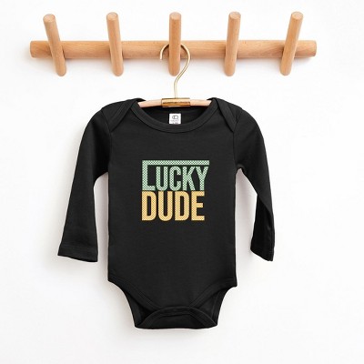The Juniper Shop Block Checkered Lucky Dude Baby Long Sleeve Bodysuit