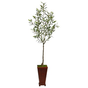 Nearly Natural 69-in Olive Artificial Tree in Decorative Planter - 1 of 4