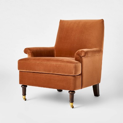 Mercer Rolled Upholstered Armchair with Casters - Threshold™ designed with Studio McGee