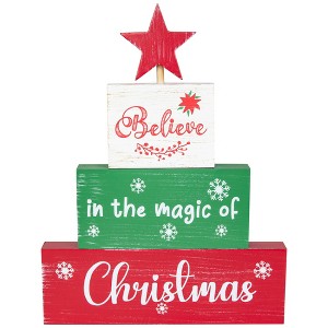 Northlight Believe in the Magic of Christmas Wooden Tree Sign - 12.5" - 1 of 4