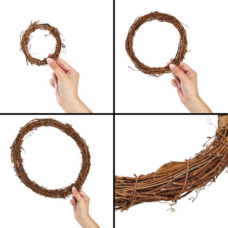 Juvale Set of 3 Grapevine Wreath Forms for DIY Crafts, Plain Twig Branches for Christmas, Holidays, Wedding, Party, Fall Home Decor, 11.5, 7, & 4.5 in, 4 of 10