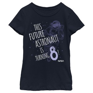 Girl's NASA This Future Astronaut Is Turning 8 Outline Sketch T-Shirt - 1 of 3