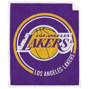 NBA Los Angeles Lakers Doodle Circle Flannel Fleece Faux Shearling Blanket