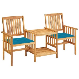 vidaXL Patio Bistro Set, Table and Chair for Balcony, Bistro Chair with Tea Table and Cushions - 1 of 4