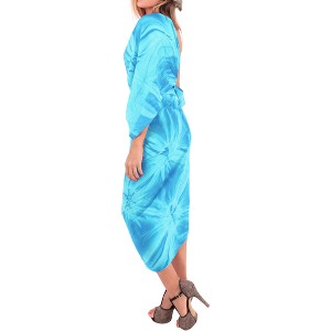 LA LEELA Women's Summer Beach Bikini Wraps Sarong Cover up Wrap Skirt Swimsuit Swimwear Cover Ups for Womens One Size Blue, Tie Dye Design - 1 of 4