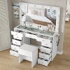White Adjustable Brightness Makeup Vanity Set with 12 LED Lights & Power Outlet - White Vanity Desk with Mirror, 11 Drawers, Included Chair & 3 Ligh - 2 of 4