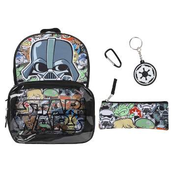 Kirby 5-Piece Set: 16 Backpack, Lunchbox, Utility Case, Rubber Keychain,  and Carabiner 