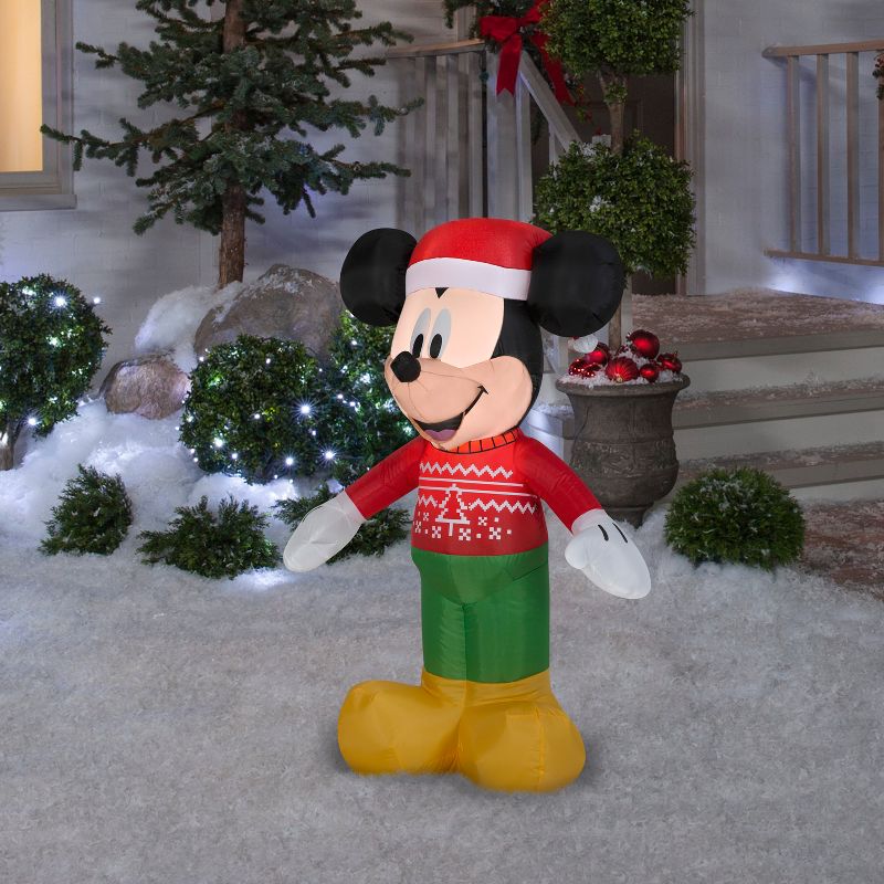 Disney Christmas Airblown Inflatable Mickey in Ugly Sweater, 3.5 ft Tall, Multicolored, 2 of 4