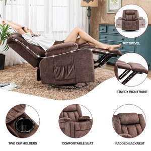 COMHOMA Massage Recliner Chair Heated Rocker 360 Swiveling Sofa Brown - 1 of 4