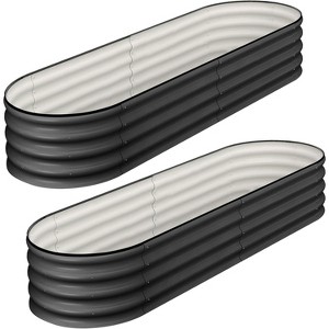 2pcs Raised Garden Beds Outdoor Kit, Galvanized Oval Planter Box, Metal Bottomless Elevated Garden Boxes Set for Planting - 1 of 4