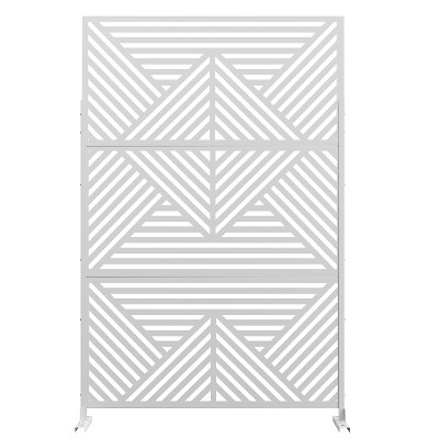 Dovelina Metal Outdoor Privacy Screen Freestanding Garden Privacy Screen - 72"x47", White, Zodiac