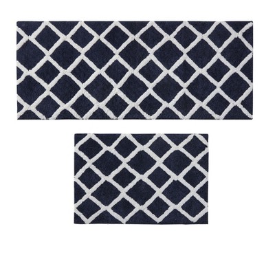 AZL1 Life Concept Bath Rug and Mat with Reversible Dual Pattern Design High Pile Tufted Microfiber for Bathroom Use, Black, 4"*18.11"*12.2"
