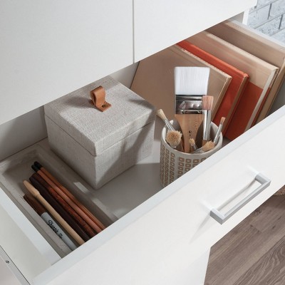 White Freestanding Storage Cabinet with Adjustable Shelving