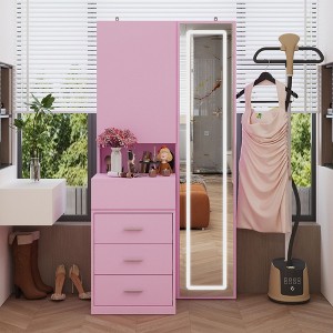Famapy Stylish Vanity Cabinet with Full-Size LED Mirror & Divided Drawers,White/Black/Pink Storage Cabinet,Spacious Organizer for Bedroom Makeup - 1 of 4