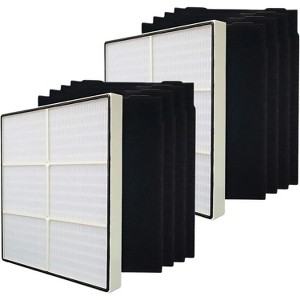 Nispira HEPA Filter with 4 Pre-Carbon Filters for Whirlpool Whispure Air Purifier Models AP25030K, APR25530L, APR25130L, Part #1183051K, 2 Sets - 1 of 4