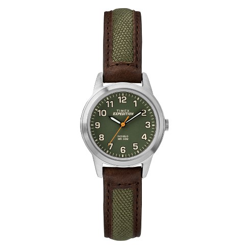 Women's Timex Indiglo Expedition Field Watch With Nylon/leather Strap -  Brown/greentw4b12000jt : Target