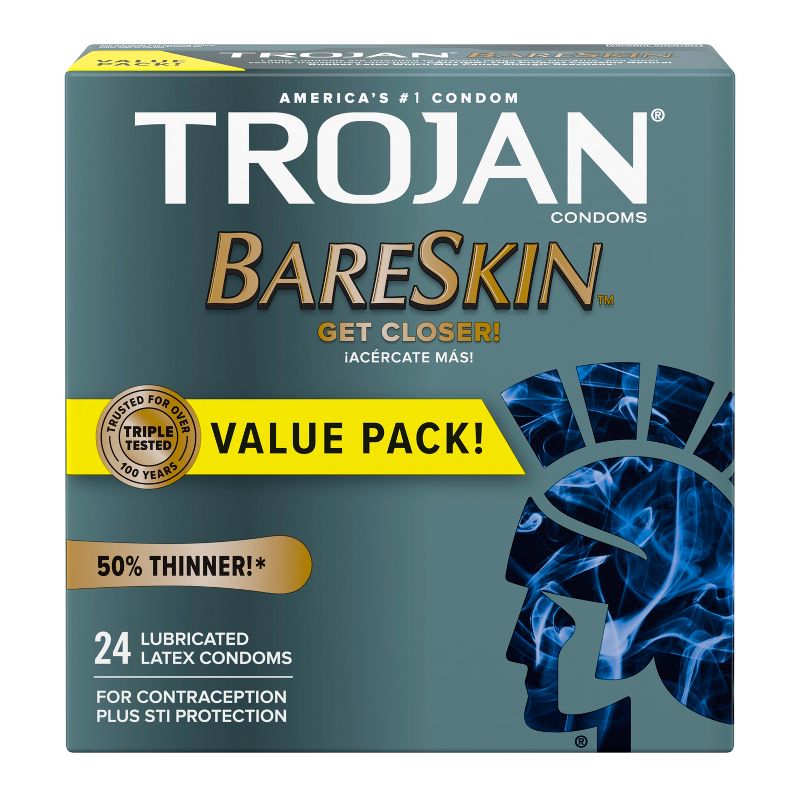 Trojan Bareskin Lubricated Latex Condoms, 1 of 14