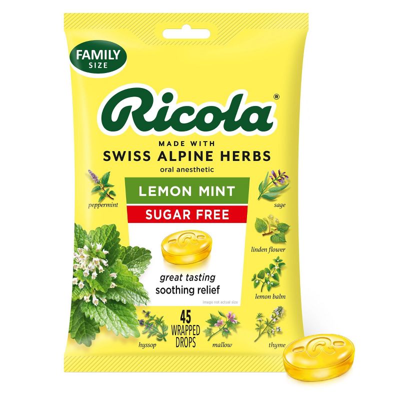 Ricola Cough Drops - Sugar Free Lemon Mint - 45ct, 1 of 12