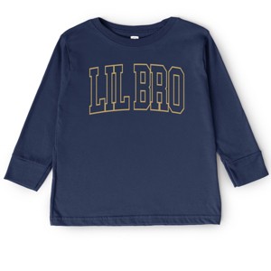 The Juniper Shop Lil Bro Varsity Outline Toddler Long Sleeve Tee - 3T - Navy - 1 of 4