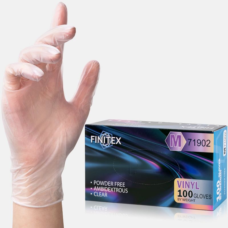 FINITEX Clear Vinyl Disposable Gloves for Food Prep & Cleaning, Small, 100 Count