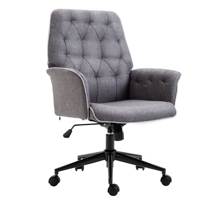 Vinsetto Light Grey, Modern Mid-Back Tufted Micro Fiber Home Office Desk  Chair with Arms, Swivel Adjustable Task Chair 921-102V01 - The Home Depot