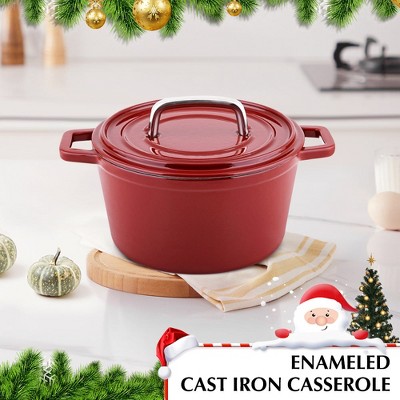 KOCH SYSTEME CS Cast Iron Dutch Oven 4.5 QT，Red