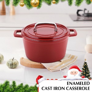 KOCH SYSTEME CS Cast Iron Dutch Oven 4.5 QT，Red - 1 of 4