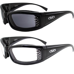 2 Pairs of Global Vision Eyewear Allie Cat Safety Motorcycle Glasses with Clear, Smoke Lenses - 1 of 4