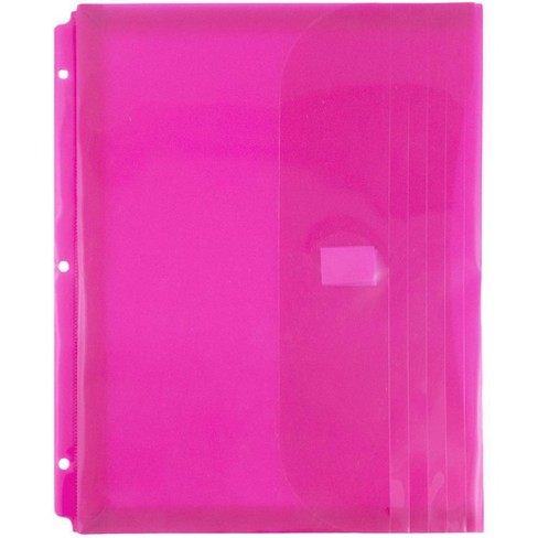 Jam Paper 12pk Plastic 3 Hole Punch Pocket Files 1 Expansion - Pink :  Target