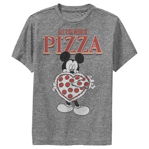 Boy's Disney Mickey Mouse All You Need is Pizza Performance Tee - 1 of 4