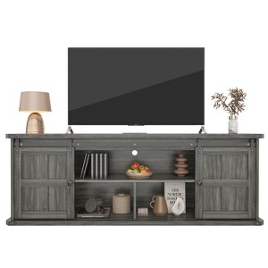 Farmhouse TV Stand for 75 inch TVs with Power Outlet, Long Entertainment Center with Sliding Barn Doors for Living Room, Bedroom - 1 of 1