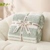 Snuggle Sac Reversible Knit Throw Blanket,Fuzzy Microfiber Throw,Heather Stripe Style - 2 of 4