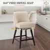 Arceso Bar Stools Set of 2, 26 Inch Swivel Counter Stools with Back, Faux Leather Upholstered Barstools, Solid Wood Legs with Footrest,  for Kitchen - 2 of 4