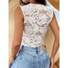 Coolmee Women Deep V Neck See Through Sleeveless Lace Panel Bodysuits Party Jumpsuit - 3 of 4