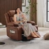 Power Lift Recliner Chair for Elderly with Lumbar Heating, Oversized PU Leather Electric Lift Recliner Single Sofa with Side Pockets, Two Cup Holders - 3 of 4