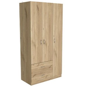 Depot E-Shop 3 Doors Armoire, Two Drawers, Metal Rod - 1 of 4