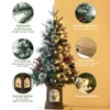 3 ft Pre-Lit Artificial Mini Christmas Tree with 78 Led Lights & Vintage Bells Base Festive Tabletop Decor with Berries - 2 of 4