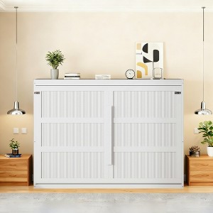 Luxystar Queen Size Murphy Bed with LED Lights, Wall Bed Cabinet with Easy Lift Mechanism for Office & Guest Room - 1 of 4