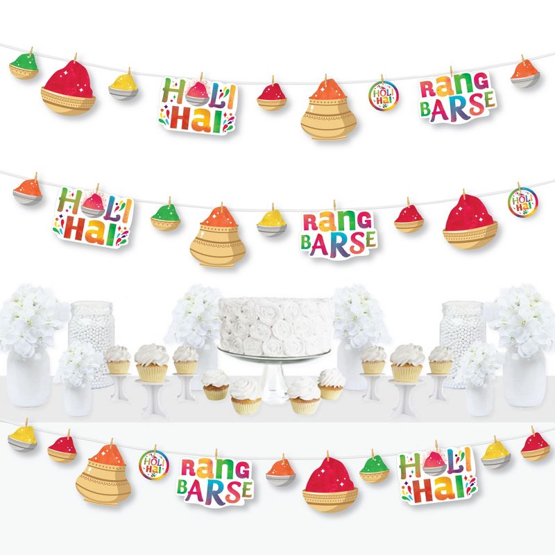 Big Dot of Happiness Holi Hai - Festival of Colors Party DIY Decorations - Clothespin Garland Banner - 44 Pieces, 1 of 8