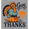 Give Thanks Turkey Sitting On Pumpkin Adult Long Sleeve Hoodie - 2 of 2