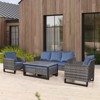 Belord 6 Pieces Outdoor Patio Furniture Set, Gray Wicker Rattan Patio Sofa Set with Chair, Ottoman and Coffee Table for Porch Deck Balcony - 2 of 4