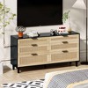 VYNXARIA 59" Black Rattan Dresser with 6 Drawers for Stylish Storage in Bedroom & Living Room - 3 of 4