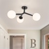 LLHZSY 3-Light Dimmable Semi Flush Mount Ceiling Light with Globe Opal Glass Shade -23 3/5" Wide, Black - 2 of 4