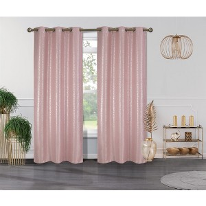 Metallic  Blackout Thermal Grommet Curtain Panels (Set of 2 Blush) - 1 of 3