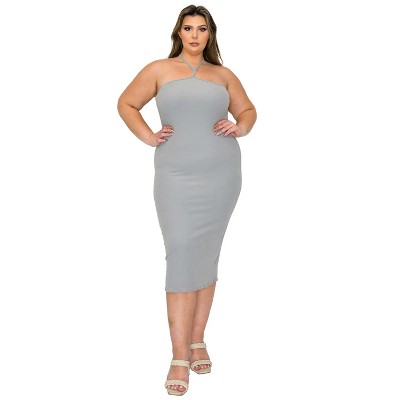 L I V D Women's Sienna Tie Neck Rib Dress