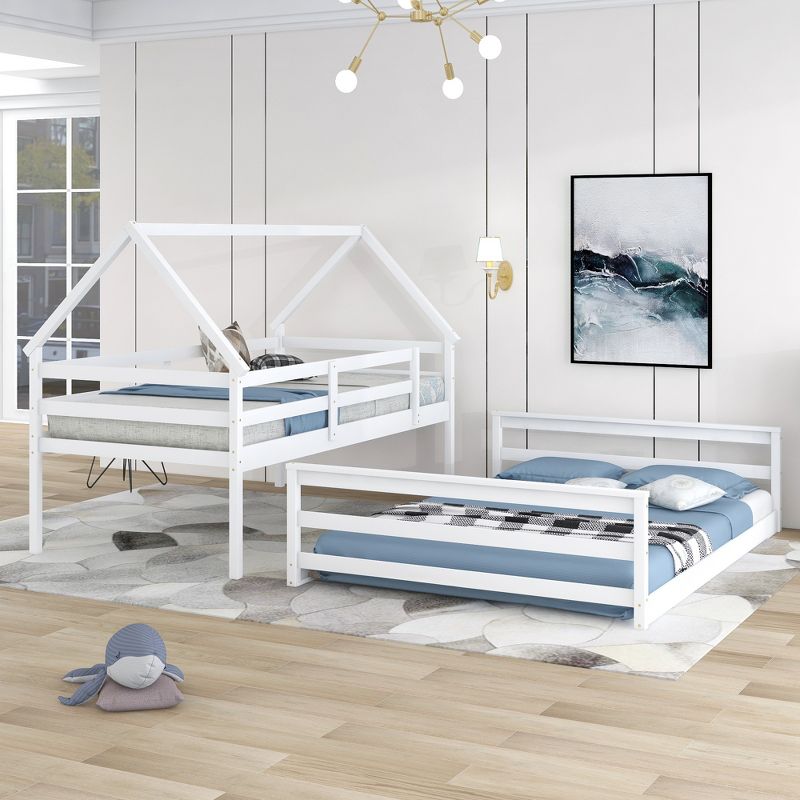 Twin over Full House Bunk Bed with Built-in Ladder-ModernLuxe, 2 of 10