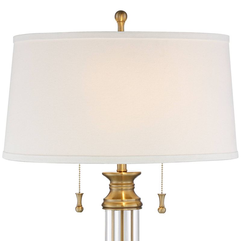 Vienna Full Spectrum Rolland Traditional Table Lamp with Round Riser 31 1/2" Tall Antique Brass Crystal Off White Drum Shade for Bedroom Living Room, 3 of 7