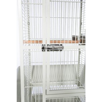 Chalk White Steel Dome Top Bird Cage with Wheels