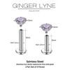 Small Heart Solitaire Flat Back Stud Earrings Body Piercings by Ginger Lyne 2 Sets 3mm CZ Stainless Steel 16g 6mm and 8mm Lengths - 3 of 4